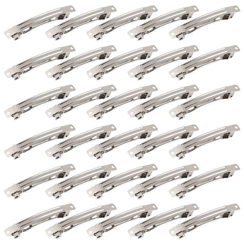 AUEAR, French Barrette Iron Rectangle Hair Clips for DIY Clip Craft Bows (50 Pack, 3 Inch 80mm) - Image 1